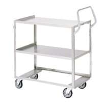 Lakeside Carts 6600 Ergonomic Stainless Steel Cart without Guard Rails; 24" x 15-1/2", 2 Shelves, 300 lb Capacity