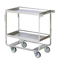 Lakeside Carts 729 Heavy-Duty Stainless Steel Cart with Guard Rails; 21" x 33", 2 Shelves, 650 lb Capacity