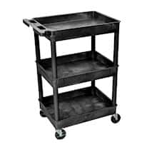 Luxor Tub Shelf Utility Cart with Three 2-3/4" Tub Shelves, Black