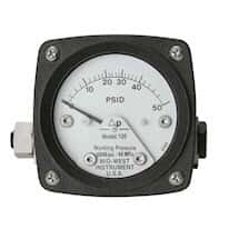 Mid-West Instrument 120-AA-00-OO-10P Piston Type 2.5" Differential Pressure Gauge, 10 psi, Al