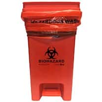 MTC Bio Biohazard Bin with Lid and Foot Pedal, 8 Gallon, Polypropylene 