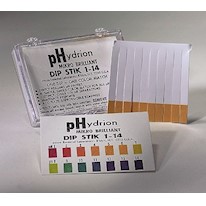 pHydrion 7800 plastic pH indicator strips, 0.0 to 14.0, clear plastic case packaging