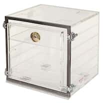 Plas-Labs 860-CG Acrylic Desiccator with Gas Port, Clear; 12"W x 12"H x 12"D