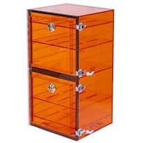 Plas-Labs 861-CGA Acrylic Desiccator with Gas Port, Amber; 12"W x 24"H x 12"D
