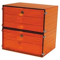Plas-Labs 862-CGA Acrylic Desiccator with Gas Port, Amber; 18"W x 18"H x 18"D