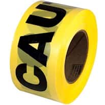 Primeguard Barricade Tape, "CAUTION", Yellow, Polyethylene; 3" x 1000 ft