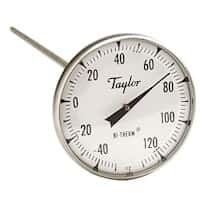 Taylor 6211J 2" Dial Bi-metal Test Thermometer, 8" Stem, -40F/120F, 1% Accy