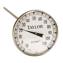 Taylor 6235J 2" Dial Bi-metal Test Thermometer, 8" Stem, -10C/110C, 1% Accy