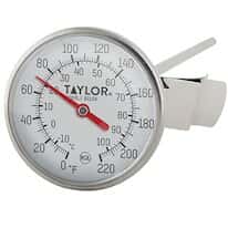 Taylor 8215N Dial Bi-Metal Test Thermometer, 1 3/4", 8" Stem, 0 to 220°F