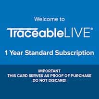 Traceable 1 Year Standard TraceableLive® Subscription Activation Code - Physcial Card