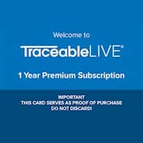 Traceable 1 Year Premium TraceableLive® Subscription Activation Code - Physical Card
