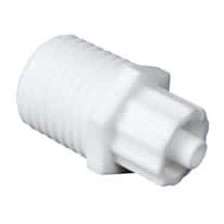Value Plastics Luer to Threaded Fitting, Straight Adapter, White Nylon, Male Luer Integral Lock Ring 9/16" Hex x 1/4-18 NPT(M) Thread; 25/Pk