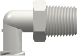 Value Plastics Luer to Threaded Fitting, Elbow, White Nylon, Female Luer Thread Style with 7/16" Hex x 1/8-27 NPT(M); 25/Pk