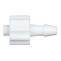 Value Plastics Luer to Hose Barb Fitting, Straight Adapter, White Nylon, Male Luer Integral Lock Ring x 200 Series Barb 1/8" ID; 25/Pk