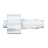 Value Plastics Luer to Hose Barb Fitting, Straight Adapter, White Nylon, Male Luer Integral Lock Ring x 200 Series Barb 5/32" ID; 25/Pk