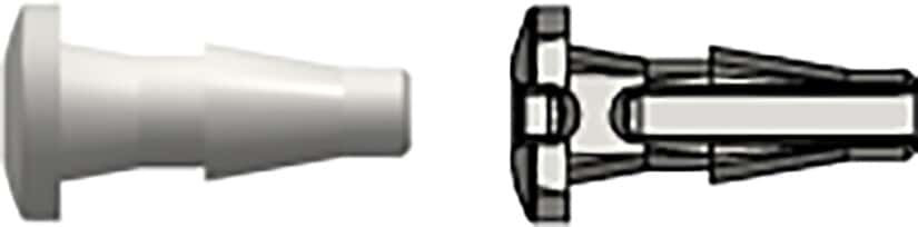 Value Plastics Hose Barb Fitting, White Nylon, Press-In Plug x Classic Barb 1/16" ID; 25/Pk