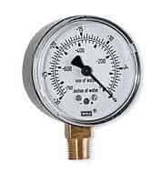 Wika 9851704 Low Pressure Capsule Gauge, 0 to 60" WC, 2.5" Dual Scale, 1/4" NPT(M)  