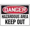 Accuform MADM044VP Safety Sign, Danger - Hazardous Area Keep Out, 10" x 14", Plastic