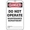 Accuform MDT206CTP Prevention Tags, Danger Do Not Operate, Back B, 5.8" x 3.1", Cardstock; 25/Pk
