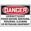 Accuform MLKT279VS Safety Sign, Danger Lockout Equipment Power Before Servicing, 7 X 10, Adhesive Vinyl