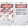 Accuform MLT611LCP Lockout/Tagout Tag, Danger-Do Not Operate/Life on Line, 5.8x3.1", Cardstock; 25/Pk