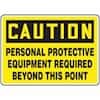 Accuform MPPE796VA Sign, Caution-Personal Protection Equip. Required..., 7x10", Aluminum; 1/Pk
