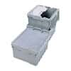 Akro-Mils 39-085 GRAY Attached-Lid HDPE Container, 8.5 gal; 21-1/2" x 15" x 9"