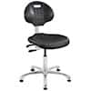 Bevco 7051C1-BLK Desk Height Polyurethane Cleanroom Chair, Black, Polished Aluminum Base, Articulating Seat & Back Tilt 