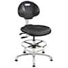 Bevco 7351 BLK Mid Height Polyurethane Chair, Black, Polished Aluminum Base, Articulating Seat & Back Tilt