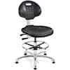 Bevco 7551E BLK Tall Height ESD Polyurethane Chair, Black, Polished Aluminum Base, Articulating Seat & Back Tilt