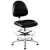 Bevco 9350ME1-BLK Mid Height ESD/ISO 4 Cleanroom Black Vinyl Chair; Medium Back; AL Base w/Adj. Footring