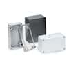 Bud Industries PN-1328 Enclosure with light gray polycarbonate body and cover; 3.54" x 4.53" x 3.15"