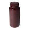 Cole-Parmer Economy Amber Wide-Mouth Plastic Bottle, HDPE, 250mL (8oz); 72/PK