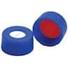 Cole-Parmer Screw Caps, 9 mm, Blue PP, Pre-Slit/Bonded, White PTFE/Red SL Septa; 100/Pk, 100 Pk/Cs