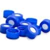 Cole-Parmer Screw Cap, 9 mm, Blue PP, Bonded, Clear PTFE/white Silicone Septa; 100/Pk, 100 Pk/Cs