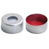 Cole-Parmer Crimp Top Caps, 11 mm, Aluminum, Red PTFE/White Silicone Septa; 100/Pk, 100 Pk/Cs
