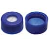 Cole-Parmer Screw Caps, 9 mm, Blue PP, Pre-Slit, Blue PTFE/White Silicone Septa; 100/Pk