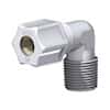 Compression to Threaded FItting, Elbow Adapter, PP, 1/4" OD x 1/4" NPT(M); 10/Pk