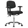 Cole-Parmer Ergonomic Chair, Vinyl, Desk Height, Black, Adjustable Arms, Chrome Casters