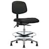 Cole-Parmer Ergonomic Chair, Vinyl, Bench Height, Black, No Arms, Gliders, Chrome Foot Ring