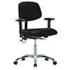 Cole-Parmer Black Vinyl ESD Desk Height Ergonomic Chair In Chrome With Arm Rests And Casters