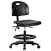 Cole-Parmer Black Polyurethane Bench Height Ergonomic Chair With Foot Ring And Casters