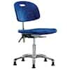 Cole-Parmer Cleanroom Blue Polyurethane Desk Height Ergonomic Chair In Chrome With Glides