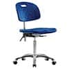 Cole-Parmer Cleanroom Blue Polyurethane Bench Height Ergonomic Chair In Chrome With Casters