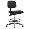 Cole-Parmer Cleanroom  Ergonomic Chair, Vinyl, Bench Height, Black, No Arms, Gliders, Chrome Foot Ring