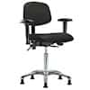 Cole-Parmer Cleanroom ESD Ergonomic Chair, Vinyl, Desk Height, Black, Adjustable Arms, Gliders