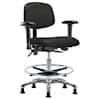 Cole-Parmer Cleanroom ESD Ergonomic Chair, Vinyl, Bench Height, Black, Adjustable Arms, Gliders, Chrome Foot Ring