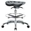 Cole-Parmer Sit-Stand Stool, Polyurethane, Bench Height, Black, Chrome Casters, Chrome Foot Ring