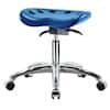 Cole-Parmer Sit-Stand Stool, Polyurethane, Bench Height, Blue, Gliders, Chrome Foot Ring