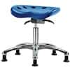 Cole-Parmer Sit-Stand Stool, Polyurethane, Bench Height, Blue, Chrome Casters, No Foot Ring